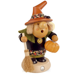 Räuchermännchen Müllerchen Halloween Hexe mit Kürbis