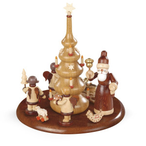 Motivplattform Weihnachtsmann und Geschenkeengel natur