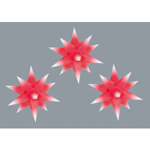 Erzgebirgische Adventssterne, rot mit weißen Spitzen, 3-teilig