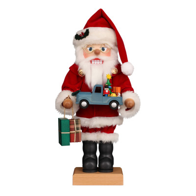 Nussknacker Weihnachtsmann mit Spielzeugauto - Auslaufartikel