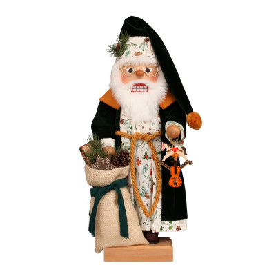 Nussknackerl Weihnachtsmann grüne Robe