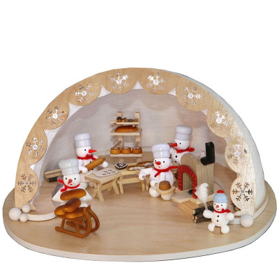 LED Schneemann Iglu Backstube mit Räucherofen