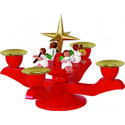 Adventsleuchter rot mit Engel, klein