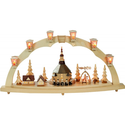 Schwibbogen Seiffener Kirche mit Pyramide