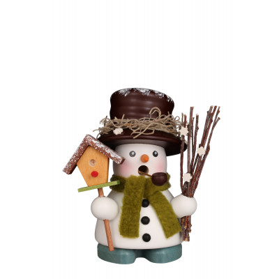 Räuchermännchen Schneemann mit Vogelhaus