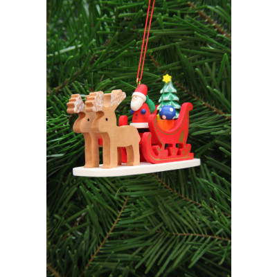Baumbehang Weihnachtsmann im Rentierschlitten