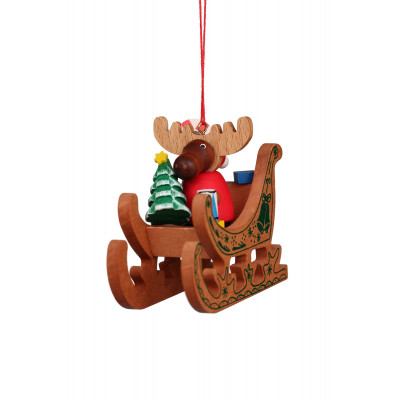 Baumbehang Elch Weihnachtsmann im Schlitten
