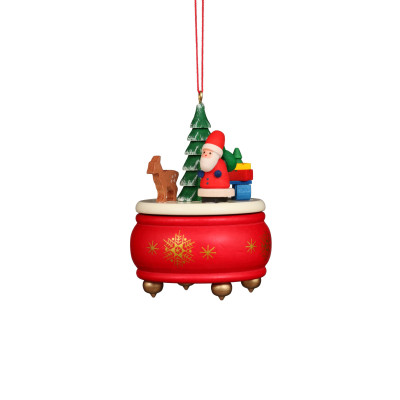 Baumbehang Spieldose rot mit Weihnachtsmann
