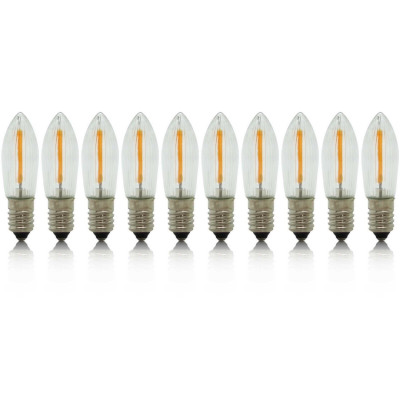 10 Stück Filament LED-Topkerze Riffelkerze 10 - 55 V / 0,1 - 0,3 W E10