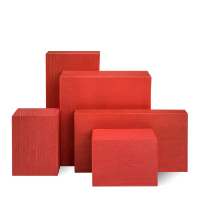 Deko-Set, 5-teilig, Klötze sägerau, rot