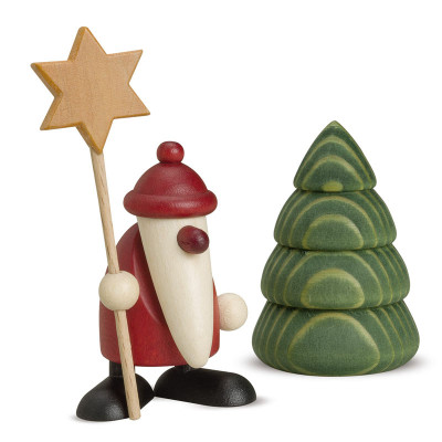 Weihnachtsmann mit Stern und Baum