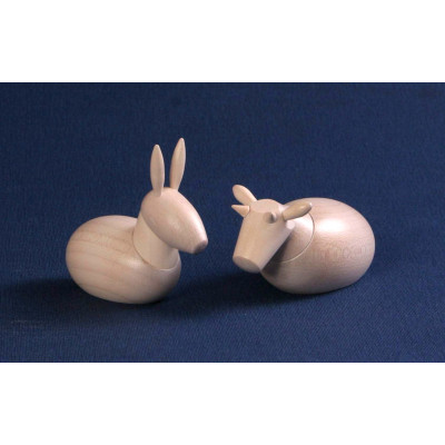 Krippenfiguren Ochse & Esel weiß lasiert