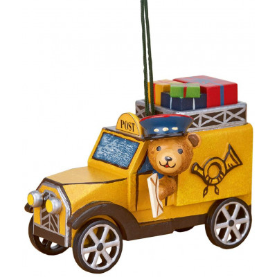 Baumbehang Postauto mit Teddy