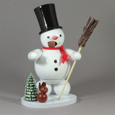 Räuchermann Schneemann mit Zylinder und Hase