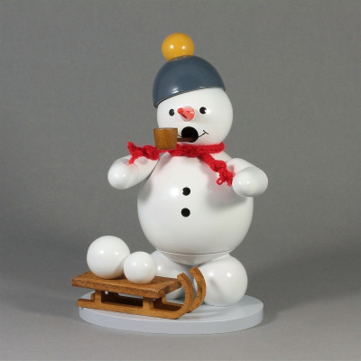 Räuchermann Schneemann mit Schlitten