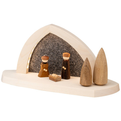 LED-Gesteinsbogen Breite 31 cm, natur, Christi Geburt USB-C