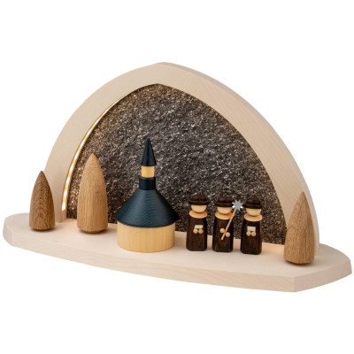 LED-Gesteinsbogen Breite 40 cm, natur, Seiffener Kirche USB-C