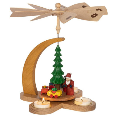Weihnachtspyramide Weihnachtsmann für Teelichter - 27 cm