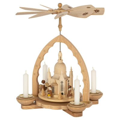 Weihnachtspyramide Dresdner Frauenkirche mit Kurrende für Teelicht und Kerzen - 27 cm