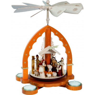 Teelichtpyramide Christi Geburt natur