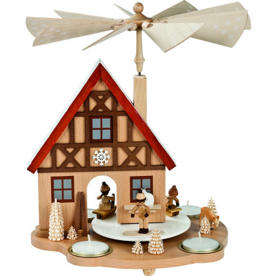 Teelichtpyramide Haus Winterkinder