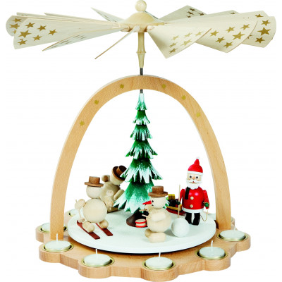 Teelichtpyramide Schneemänner