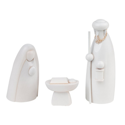 Heilige Familie 3-teilig weiß lasiert