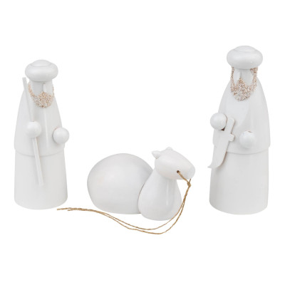 Schalling Krippenfiguren Karawane 3-teilig, weiß lasiert