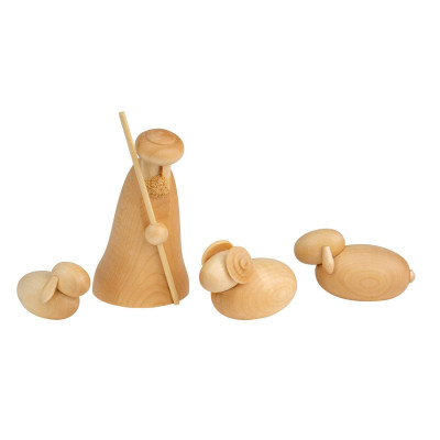 Hirte kniend mit Schafen, natur