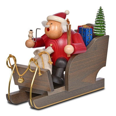 KWO Räuchermännchen Weihnachtsmann mit Schlitten und Tanne 