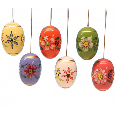 Baumbehang Ostereier mit Blumen, 6-teilig, 55 mm