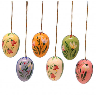 Baumbehang Ostereier mit Blumenmotiven, 6-teilig, 35 mm