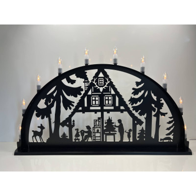 LED Metall Außenschwibbogen Waldhaus 2,00 x 1,00 Meter