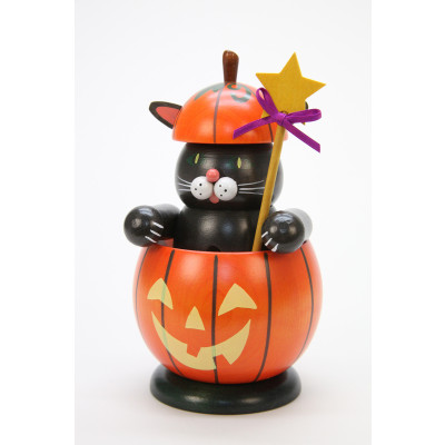 Räuchermännchen Halloween Katze im Kürbis