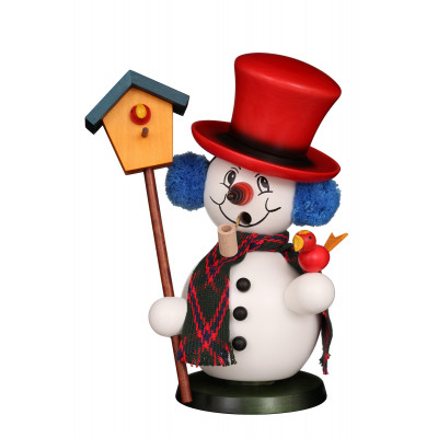 Räuchermännchen Schneemann mit Vogelhaus