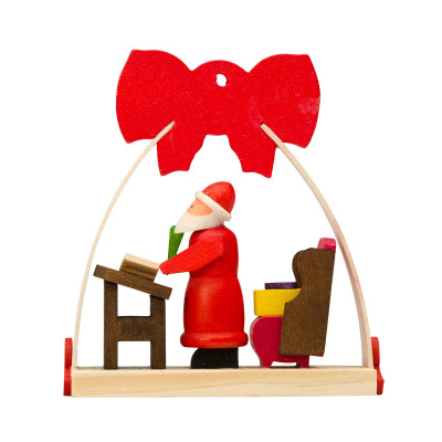 Baumbehang Schleife Weihnachtsmann mit Wunschzetteln