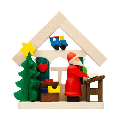 Baumbehang Haus Weihnachtsmann mit Wunschzetteln