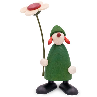 Gratulantin Susi mit Blume, grün