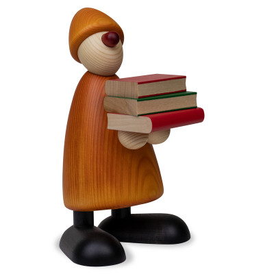 Gratulant Billy mit Büchern, gelb, 17 cm