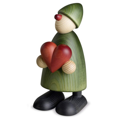 Gratulant Theo mit Herz, grün, 17 cm