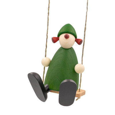 Gratulantin Frieda auf Schaukel - grün