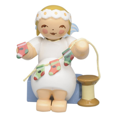 Margeritenengel sitzend mit stilisiertem Adventskalender