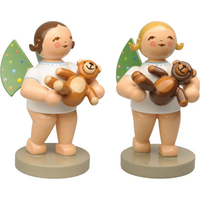 Engel mit farbigen Flügelpunkten und Teddy