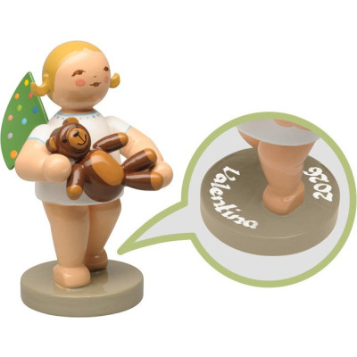 Engel mit farbigen Flügelpunkten und Teddy, Ihr Einzelstück
