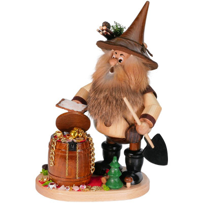 Räuchermann Räuberwichtel mit Goldfass - 26 cm