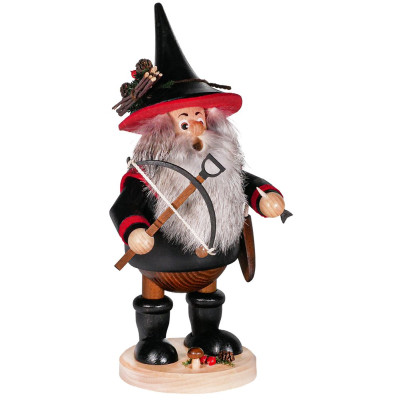 Räuchermann Räuberwichtel mit Armbrust schwarz- 26 cm