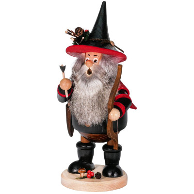 Räuchermann Räuberwichtel mit Bogen schwarz - 26 cm