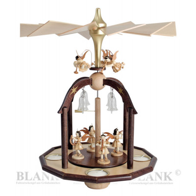 Teelichtpyramide mit 7 Engel und Glasglöckchen