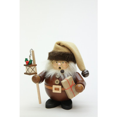 Räuchermännchen Weihnachtsmann mit Laterne natur