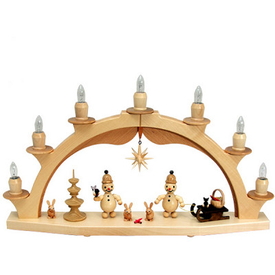 Lichterbogen Junior mit Vogel, Schlitten und Stern, massiv